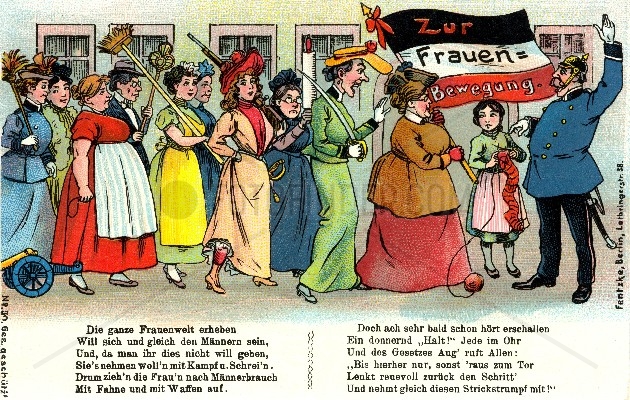 Karikatur zur Frauenbewegung im Kaiserreich,  1910