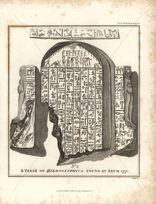  Hieroglyphics from Bruce's Travels to Discover the Source of the Nile,  1790. 