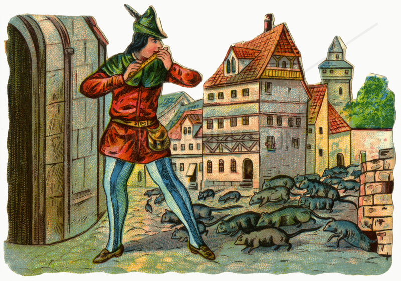 Der Rattenfaenger von Hameln,  deutsche Sage,  Poesiebild,  1900