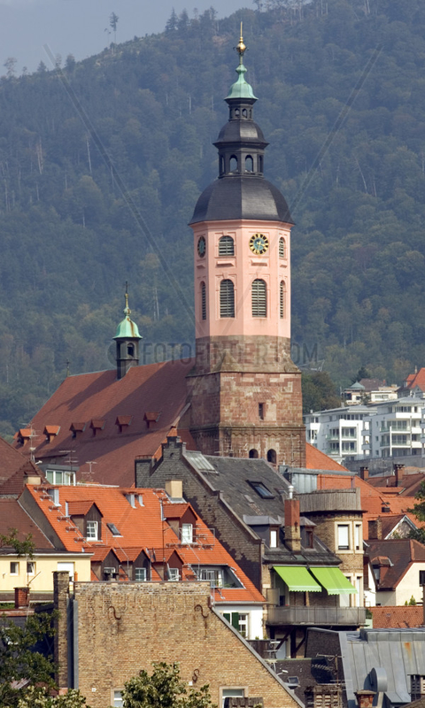 Baden-Baden,  Blick auf die Altstadt mit Stiftskirche