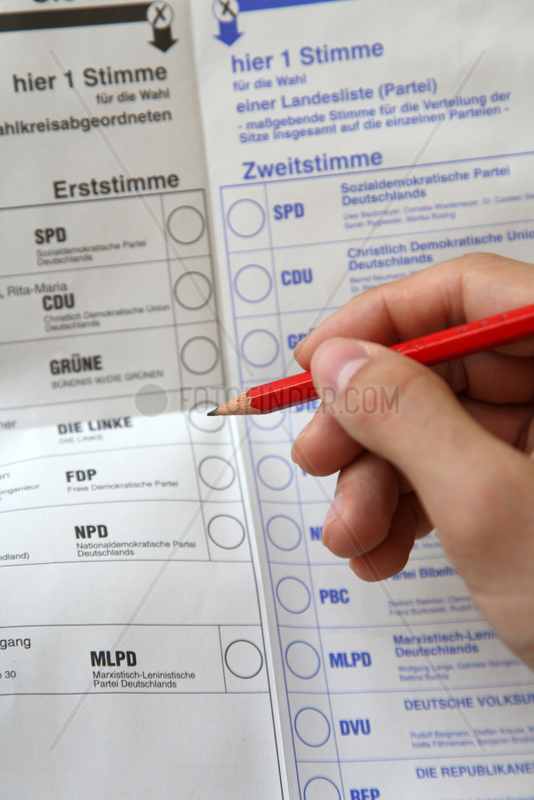 Berlin,  Deutschland,  Stimmzettel fuer die Bundestagswahl 2009