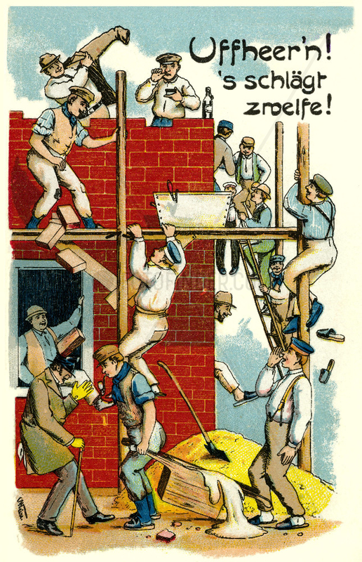 Mittagspause auf dem Bau,  Humor 1920