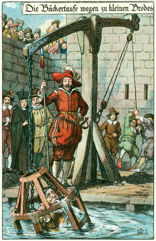 Baeckertaufe,  Baecker wird oeffentlicht bestraft,  um 1580