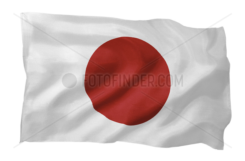 Fahne von Japan (Motiv A; mit natuerlichem Faltenwurf und realistischer Stoffstruktur)