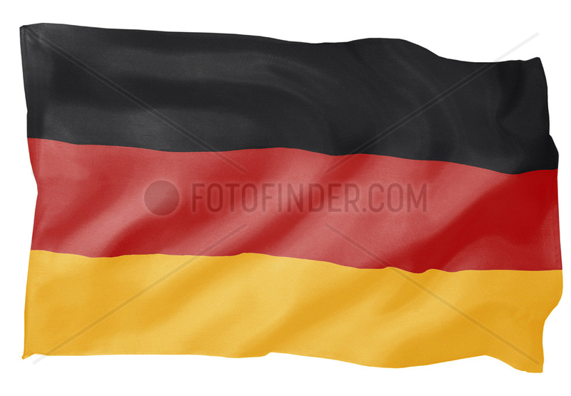 Fahne von Deutschland (Motiv B; mit natuerlichem Faltenwurf und realistischer Stoffstruktur)