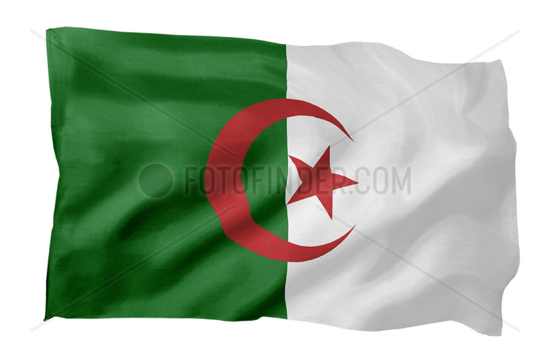 Fahne von Algerien (Motiv A; mit natuerlichem Faltenwurf und realistischer Stoffstruktur)
