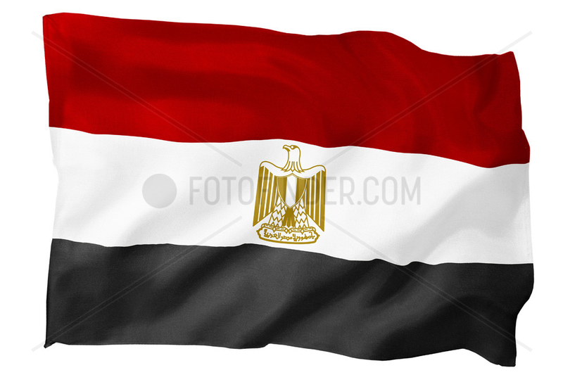 Fahne von Aegypten (Motiv B; mit natuerlichem Faltenwurf und realistischer Stoffstruktur)