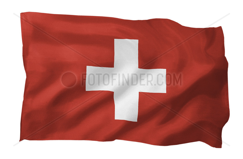 Fahne der Schweiz (Motiv A; mit natuerlichem Faltenwurf und realistischer Stoffstruktur)