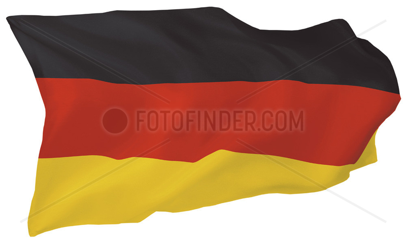 Fahne von Deutschland (Motiv B; mit natuerlichem Faltenwurf und realistischer Stoffstruktur)