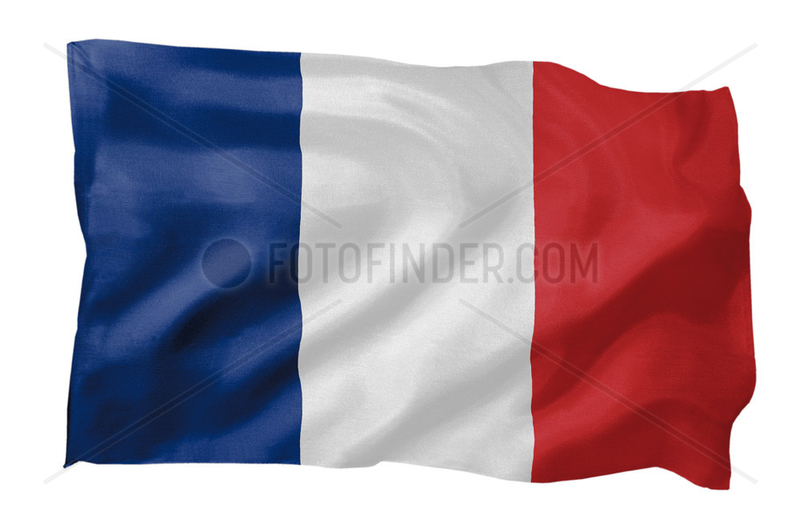 Fahne von Frankreich (Motiv A; mit natuerlichem Faltenwurf und realistischer Stoffstruktur)