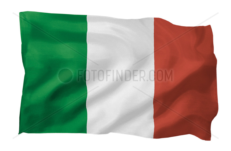Fahne von Italien (Motiv A; mit natuerlichem Faltenwurf und realistischer Stoffstruktur)