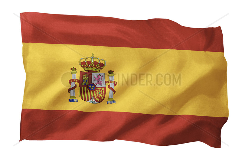 Fahne von Spanien (Motiv A; mit natuerlichem Faltenwurf und realistischer Stoffstruktur)
