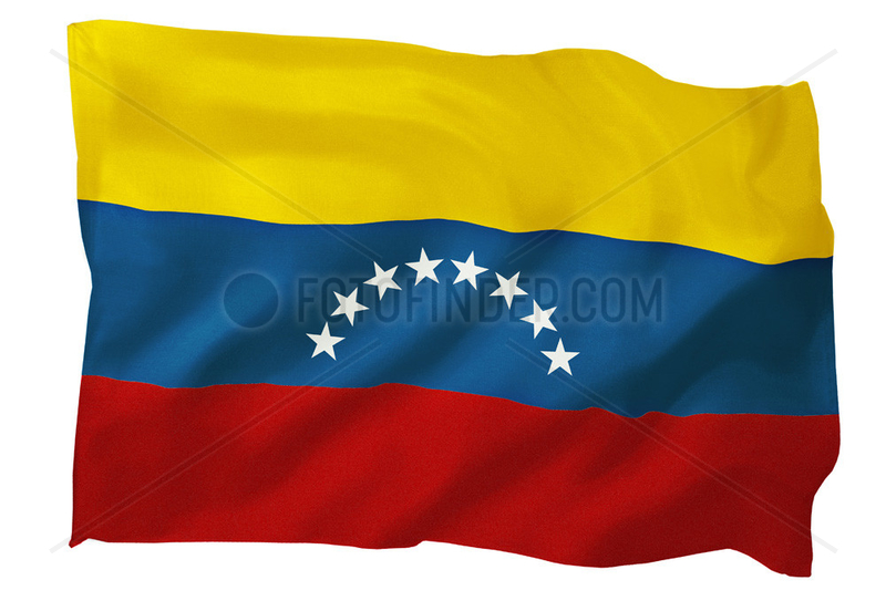 Fahne von Venezuela (Motiv B; mit natuerlichem Faltenwurf und realistischer Stoffstruktur)