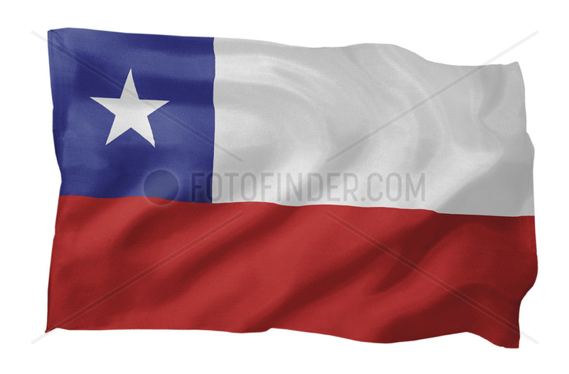 Fahne von Chile (Motiv A; mit natuerlichem Faltenwurf und realistischer Stoffstruktur)