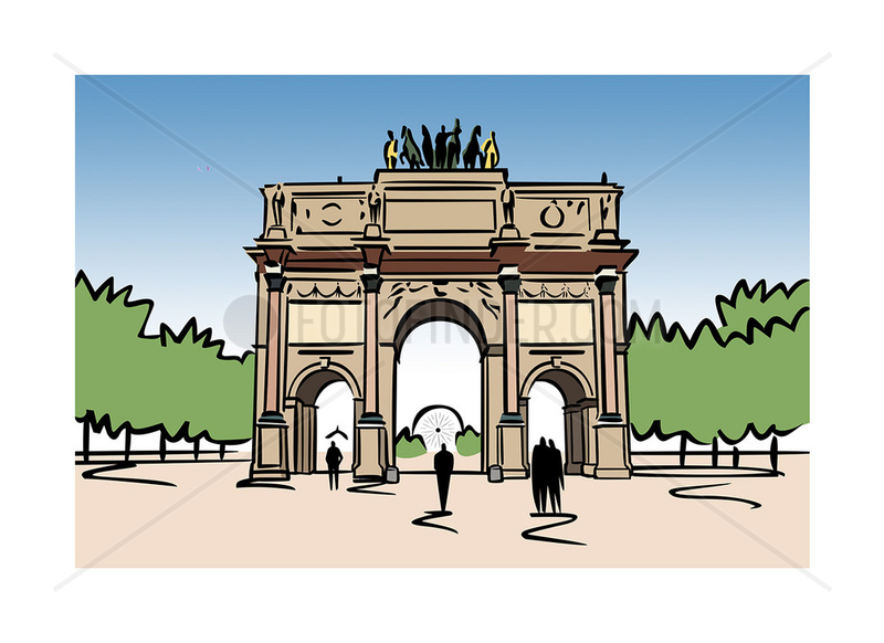 Illustration of the Arc de Carrousel in Paris,  France