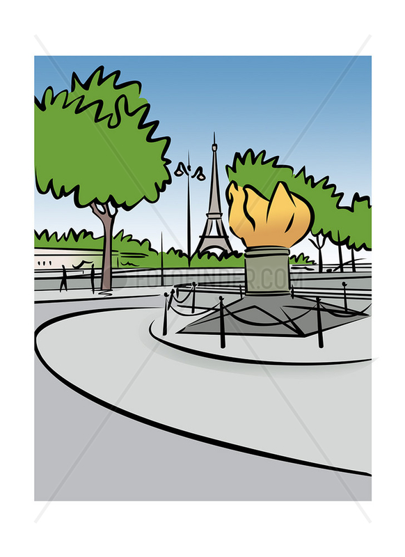 Illustration of the Flame of Liberty in Paris,  France