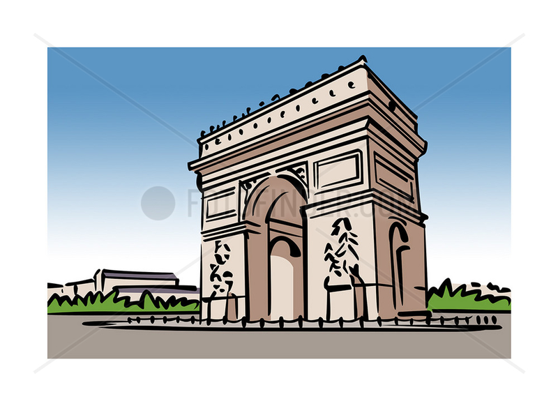 Illustration of the Arc de Triomphe in Paris,  France