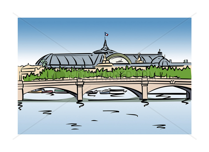 Illustration of the Grand Palais in Paris,  France