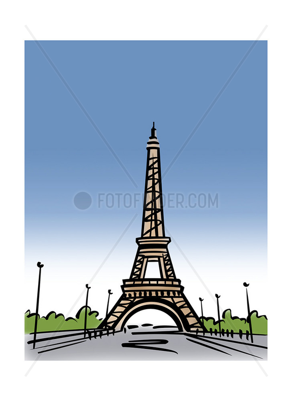 Illustration of the Eiffel Tower in Paris,  France