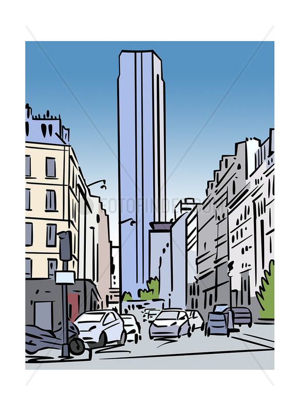 Illustration of Tour Montparnasse in Paris,  France