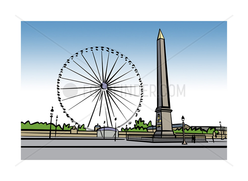 Illustration of Place de la Concorde in Paris,  France