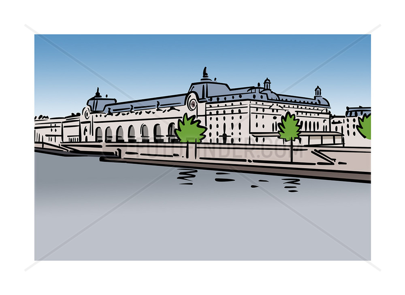 Illustration of Musee d'Orsay in Paris,  France