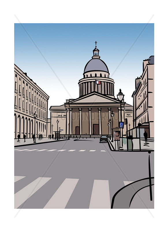 Illustration of the Pantheon in Paris,  France