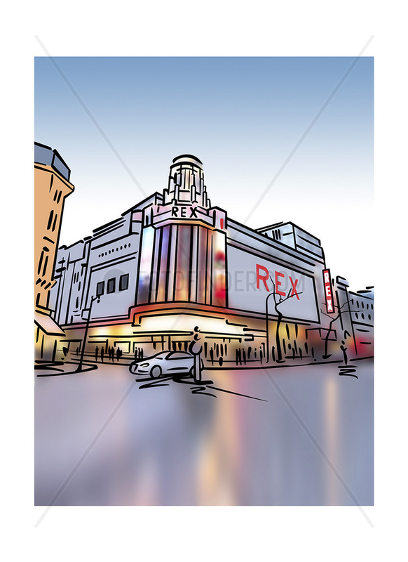 Illustration of Le Grand Rex cinema in Paris,  France