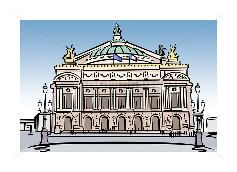 Illustration of the Opera Garnier in Paris,  France