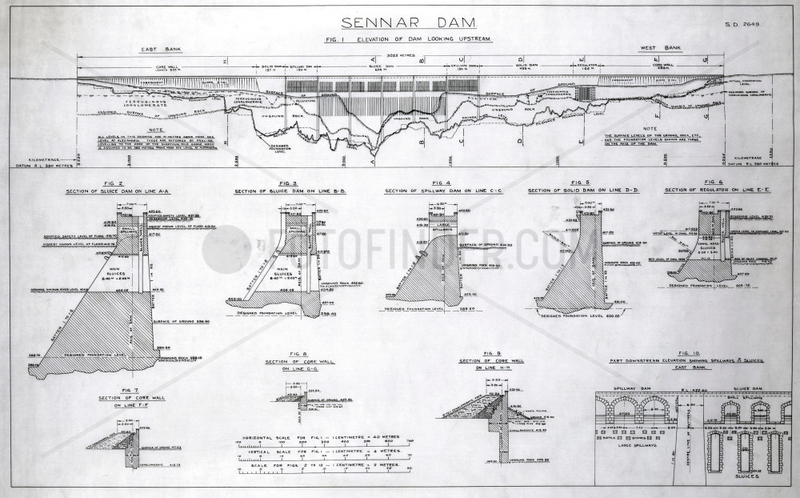 Plans of the Sennar Dam,  Sudan,  1925.