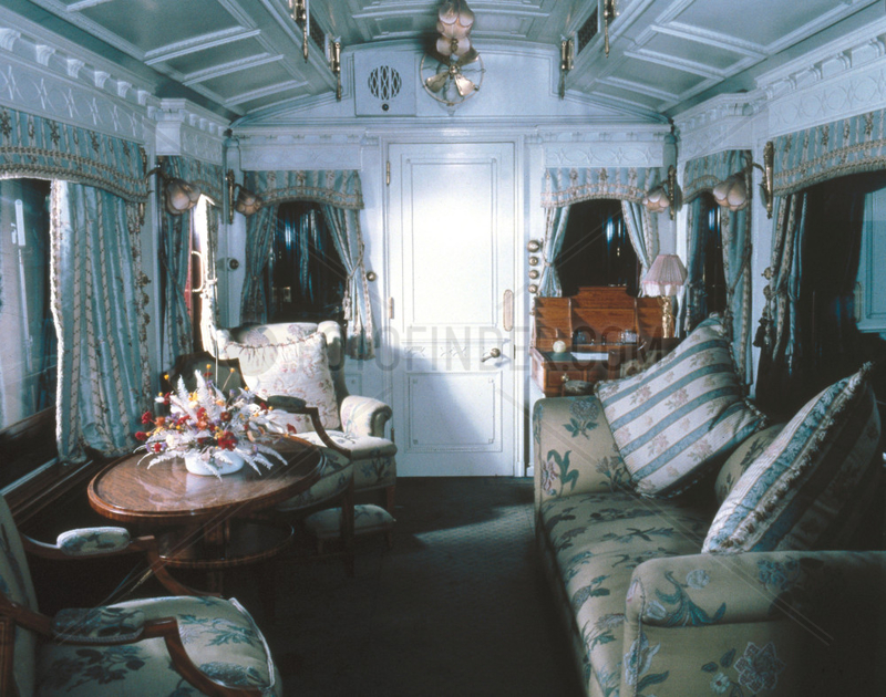 Interior of a royal carriage,  early 20th century.