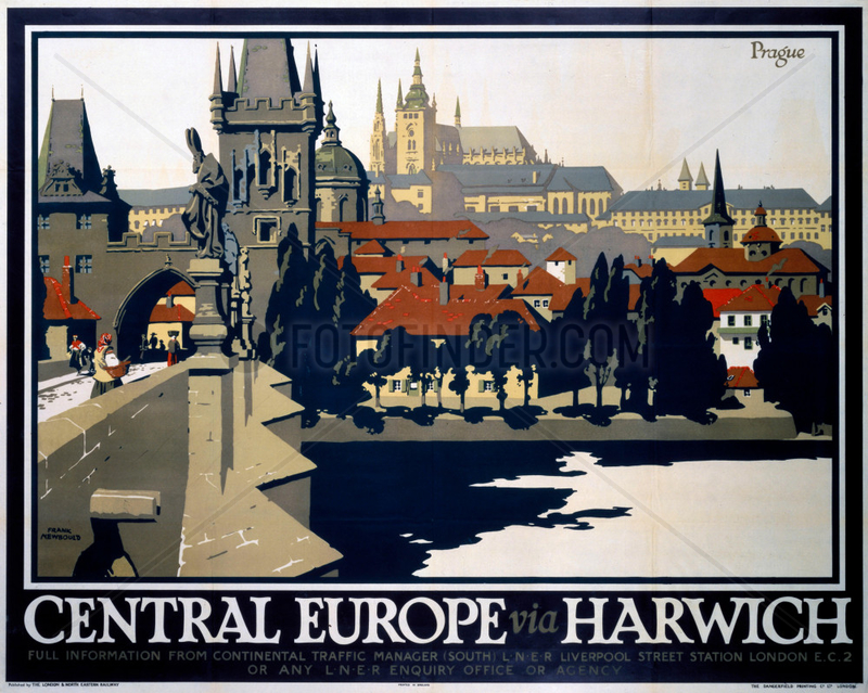 ‘Central Europe via Harwich’,  LNER poster,  1923-1947.
