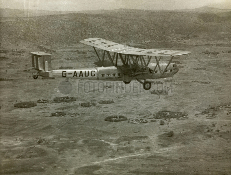 HP42 G-AAUC 'Horsa' flying over the Sudan,  Africa,  c 1930s.