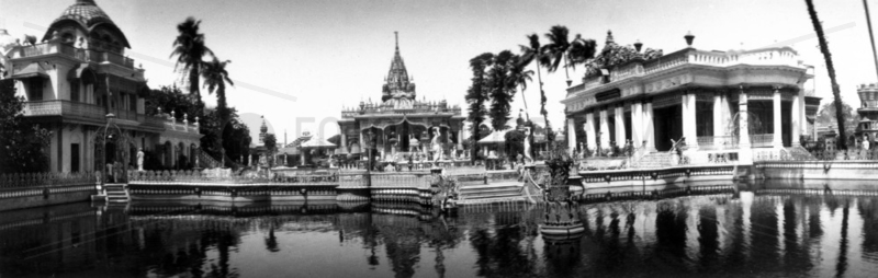 Panoramic view of Asian temples and an orna