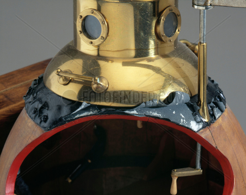 Detail of model of submersible 'Turtle',  1776.