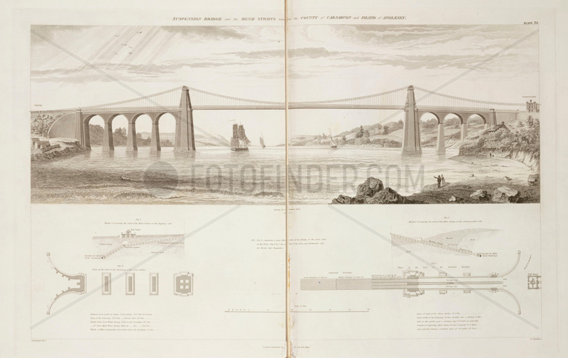 Menai Suspension Bridge,  North Wales,  1838.