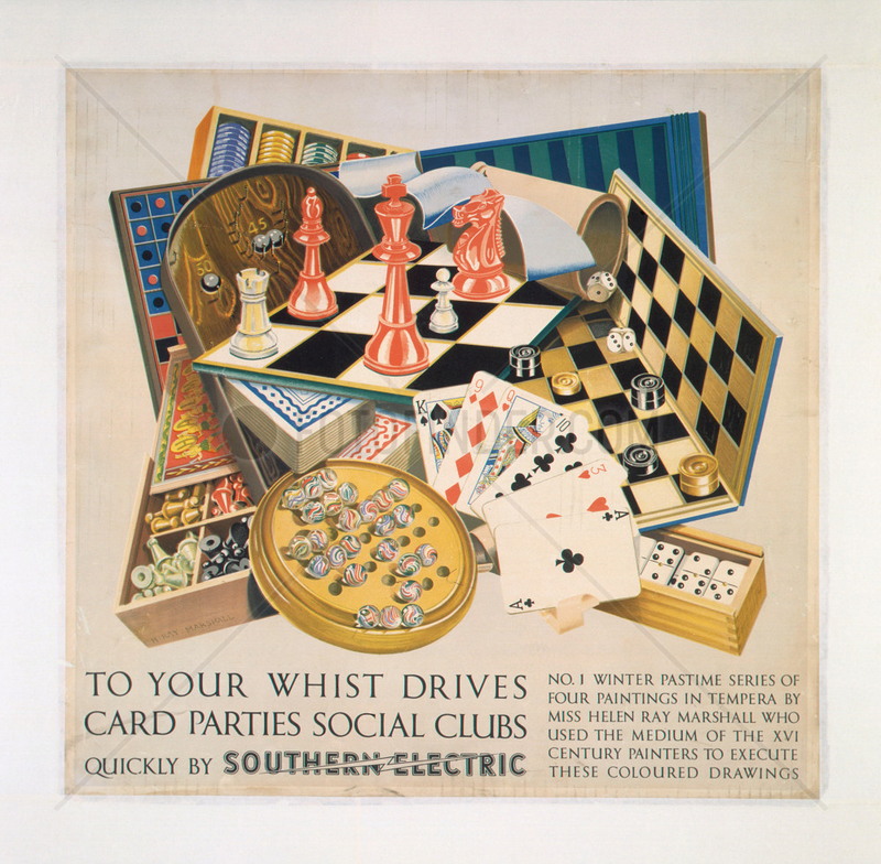 ‘To your Whist Drives,  Card Parties,  Social Clubs’,  SR poster,  1937.