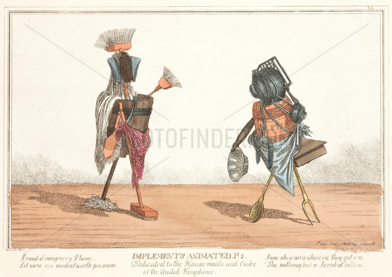 ‘Implements Animated’,  figures composed of cutley and crockery,  1811.