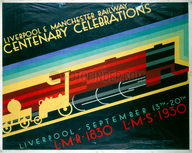 'Liverpool & Manchester Centenary Celebrations',  LR and MR poster,  1930.