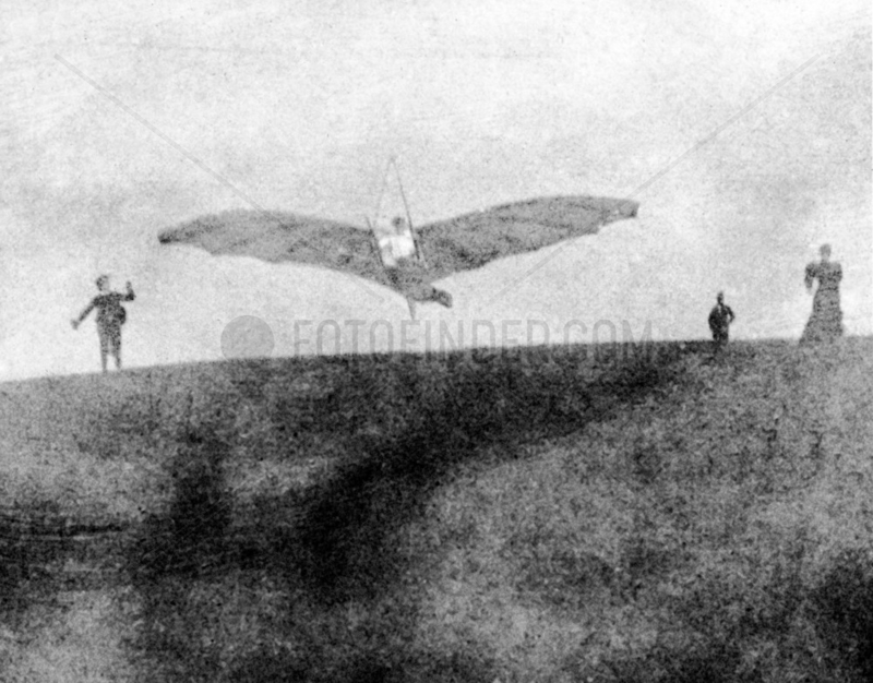 Percy Pilcher,  English designer and glider aeronaut,  flying the BAT,  1890s.