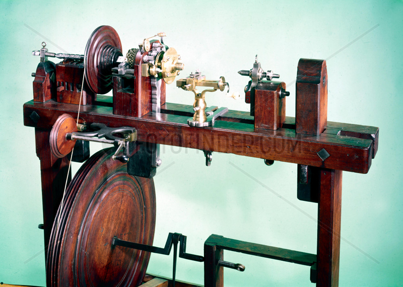 Wood turner's foot lathe,  17th or early 18th century.