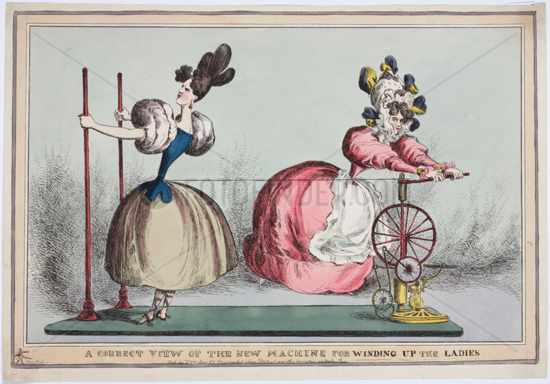 'A Correct View of the New Machine for Winding up the Ladies’,  c 1830.