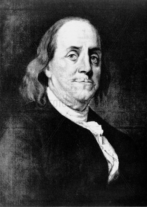 Benjamin Franklin,  American theorist on static electricity,  c 1760.