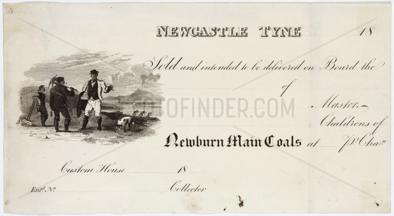 Way Bill,  Newburn Main Coals,  Newcastle Upon Tyne,  19th century.