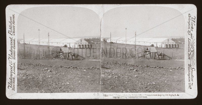‘A ‘Mud Hall’ Prison,  where British Officer Prisoners were kept,  South Africa’,  1900.