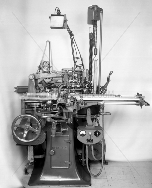 Monotype composition caster used for hot-metal typesetting.