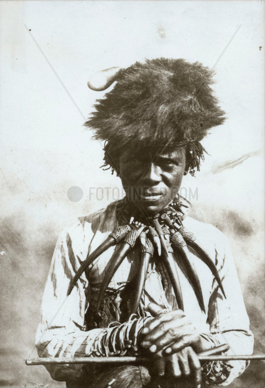 Zulu medicine man,  South Africa,  1900-1925.