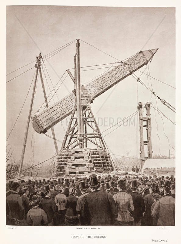 ‘Turning the Obelisk’,  New York,  c 1880-1881.