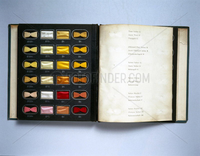 A book of dye samples,  c 1910.