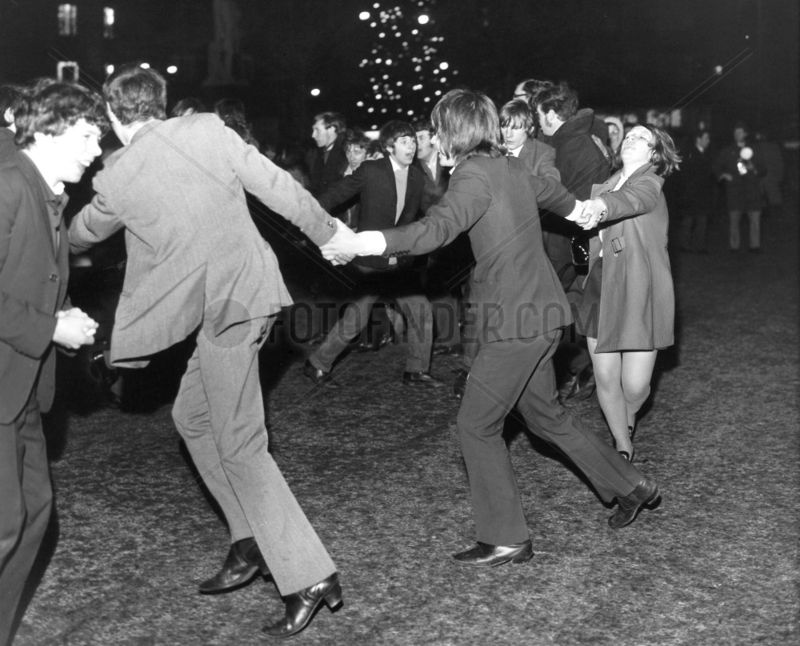 New Year’s celebrations,  Albert Square,  Manchester,  31 December 1969.